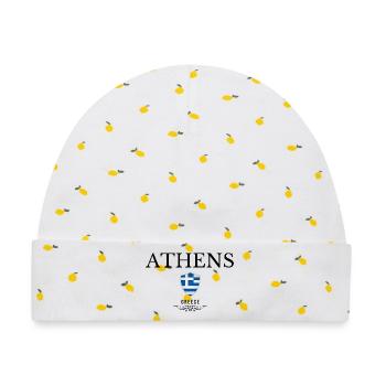 Souvenir Athen, elegantes Design Athen - Baby Premium Organic Mütze - Weiß/Zitronengelb - Vorne