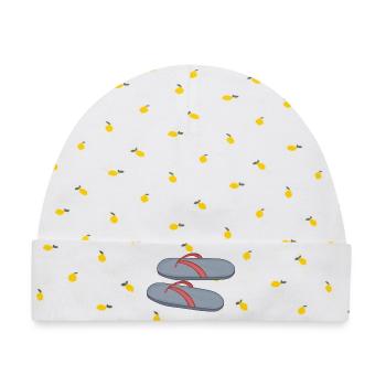 Strand Flipflop Design - Baby Premium Organic Mütze - Weiß/Zitronengelb - Vorne