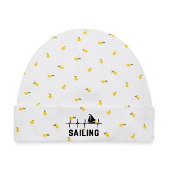 Segelherzschlag-Segelboot Segelboot Segelboot Segelboot - Baby Premium Organic Mütze - Weiß/Zitronengelb - Vorne