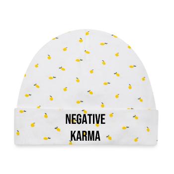 Negative Karma - Baby Premium Organic Mütze - Weiß/Zitronengelb - Vorne
