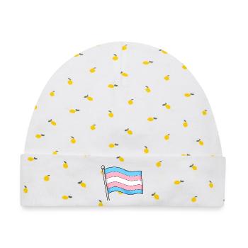 Transgender Flag Pastellwelle - Baby Premium Organic Mütze - Weiß/Zitronengelb - Vorne