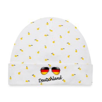 Germany Deutschland Fußball Fanartikel - Baby Premium Organic Mütze - Weiß/Zitronengelb - Vorne