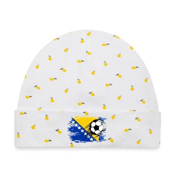 Bosnien Flagge Fußball used - Baby Premium Organic Mütze - Weiß/Zitronengelb - Vorne