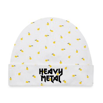 Heavy-Metal-Logo T-Shirt - Baby Premium Organic Mütze - Weiß/Zitronengelb - Vorne