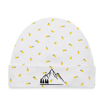 Berge wandern Sonne Wanderurlaub Geschenk minimal  - Baby Premium Organic Mütze - Weiß/Zitronengelb - Vorne