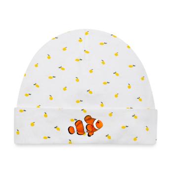 Realistisches Clownfisch-T-Shirt – Pazifik-Vibe - Baby Premium Organic Mütze - Weiß/Zitronengelb - Vorne