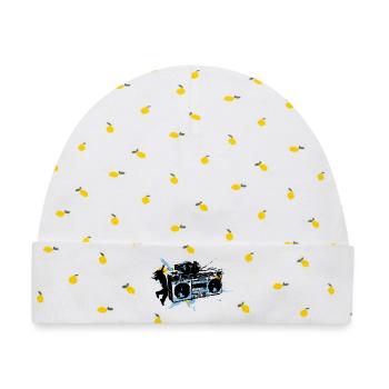 Blauer Grunge-Splash-Boombox - Baby Premium Organic Mütze - Weiß/Zitronengelb - Vorne