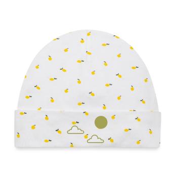Wolken und Sonne  - Baby Premium Organic Mütze - Weiß/Zitronengelb - Vorne