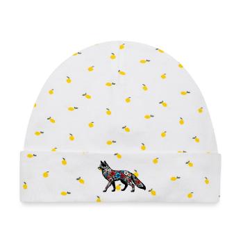 Blütenfuchs Silhouette - Baby Premium Organic Mütze - Weiß/Zitronengelb - Vorne