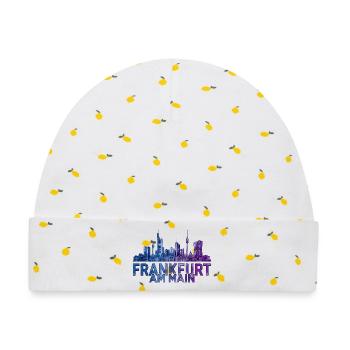 Frankfurt am Main Skyline - Baby Premium Organic Mütze - Weiß/Zitronengelb - Vorne