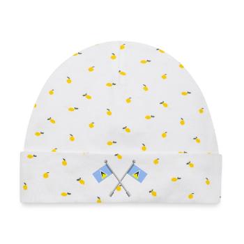 Flagge von Saint Lucia - Baby Premium Organic Mütze - Weiß/Zitronengelb - Vorne