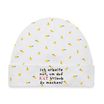 Sylt Insel Silhouette - Baby Premium Organic Mütze - Weiß/Zitronengelb - Vorne