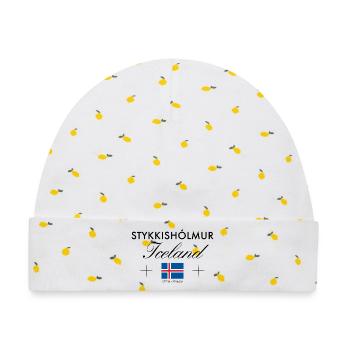 Stykkishólmur Island Koordinaten Reise Souvenir - Baby Premium Organic Mütze - Weiß/Zitronengelb - Vorne