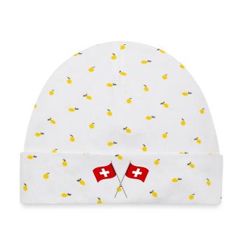 Schweizer Flagge - Baby Premium Organic Mütze - Weiß/Zitronengelb - Vorne