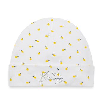 Naturenergie Minimalistisches Line Art Design - Baby Premium Organic Mütze - Weiß/Zitronengelb - Vorne