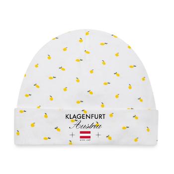 Klagenfurt am Wörthersee Koordinaten Souvenir - Baby Premium Organic Mütze - Weiß/Zitronengelb - Vorne