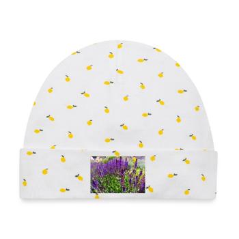 Bumblebee on Purple Salvia Flowers - Baby Premium Organic Mütze - Weiß/Zitronengelb - Vorne
