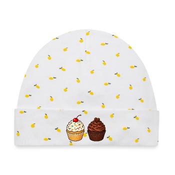 Cupcake Duo: Vanille & Schoko - Baby Premium Organic Mütze - Weiß/Zitronengelb - Vorne