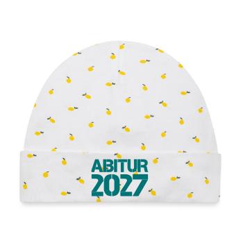 Abitur 2027 Jahrgangs-Design - Baby Premium Organic Mütze - Weiß/Zitronengelb - Vorne