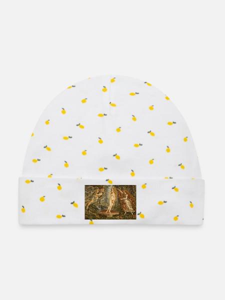 Geburt des Mushroom Crop Top - Baby Premium Organic Mütze - Weiß/Zitronengelb