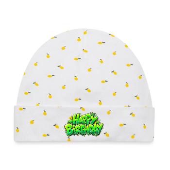 Happy Birthday Graffiti Slime: Zu stilvoll! - Baby Premium Organic Mütze - Weiß/Zitronengelb - Vorne