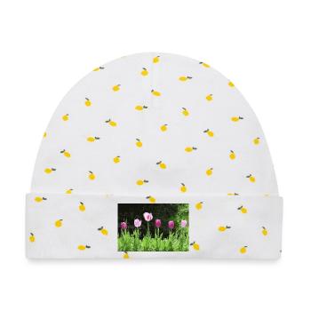 Tulpen im Frühling - Baby Premium Organic Mütze - Weiß/Zitronengelb - Vorne