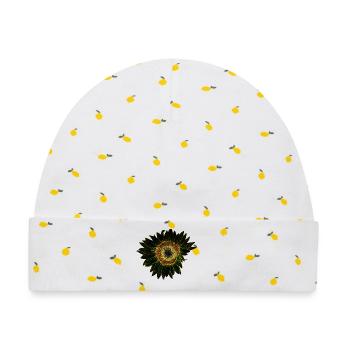 Leuchtende Sonnenblume Icon - Baby Premium Organic Mütze - Weiß/Zitronengelb - Vorne
