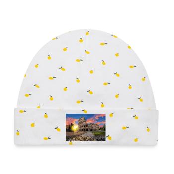 colosseo_al_tramonto - Baby Premium Organic Mütze - Weiß/Zitronengelb - Vorne