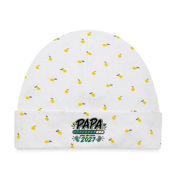 Papa wird geladen 2027 - Geschenk werdender Vater - Baby Premium Organic Mütze - Weiß/Zitronengelb - Vorne