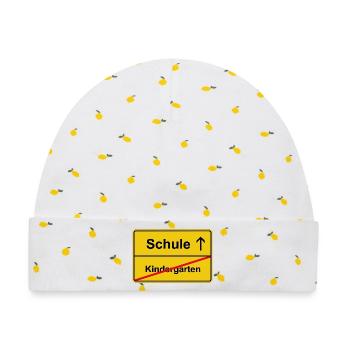 Schule Kindergarten Einschulung Lustiges Motiv - Baby Premium Organic Mütze - Weiß/Zitronengelb - Vorne