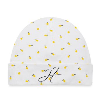 Name mit Anfangsbuchstabe H Hannah Henry Henrik - Baby Premium Organic Mütze - Weiß/Zitronengelb - Vorne