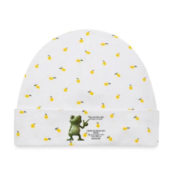 Grüner Frosch zum Thema Tattoo - Baby Premium Organic Mütze - Weiß/Zitronengelb - Vorne