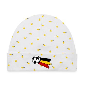 Fußballflagge Belgien - Baby Premium Organic Mütze - Weiß/Zitronengelb - Vorne