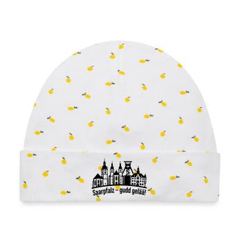 Saarpfalz Stadt Silhouette - Baby Premium Organic Mütze - Weiß/Zitronengelb - Vorne