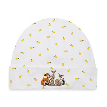 Bulldogge und Katze beim Bildhauern - Baby Premium Organic Mütze - Weiß/Zitronengelb - Vorne