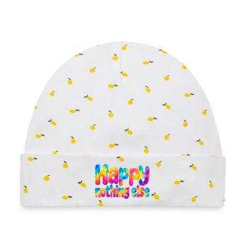 Happy Nothing Else – Einfach glücklich - Baby Premium Organic Mütze - Weiß/Zitronengelb - Vorne