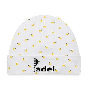 Padel Logo | Minimalistisches Schläger Design - Baby Premium Organic Mütze - Weiß/Zitronengelb - Vorne