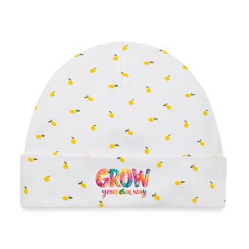 Grow your own way – farbenfroher Aquarellspruch - Baby Premium Organic Mütze - Weiß/Zitronengelb - Vorne