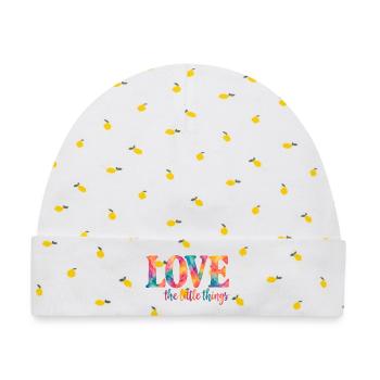 Love the little things – Bunter Aquarell-Spruch - Baby Premium Organic Mütze - Weiß/Zitronengelb - Vorne