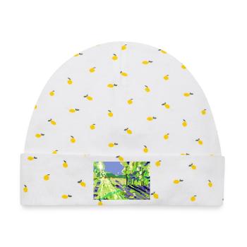 Impressionistische Sonnenlandschaft - Baby Premium Organic Mütze - Weiß/Zitronengelb - Vorne