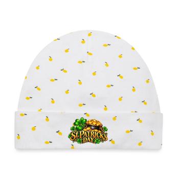 St Patrick's Tag Goldtopf Kleeblatt - Baby Premium Organic Mütze - Weiß/Zitronengelb - Vorne