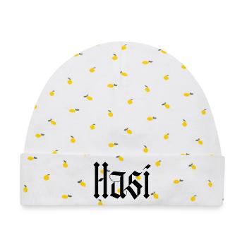 hasi / gothik stil  - Baby Premium Organic Mütze - Weiß/Zitronengelb - Vorne