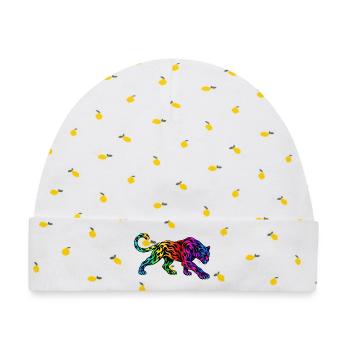 Stammes-Regenbogenpanther - Baby Premium Organic Mütze - Weiß/Zitronengelb - Vorne