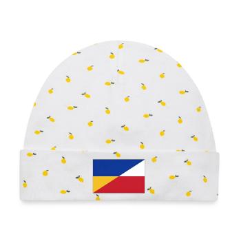 Ukraine-Polnische Flagge – Ukrainische und Polnische Einheit - Baby Premium Organic Mütze - Weiß/Zitronengelb - Vorne