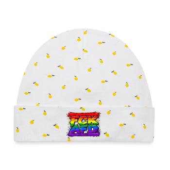 Regenbogen Graffiti AFD Widerstand - Baby Premium Organic Mütze - Weiß/Zitronengelb - Vorne