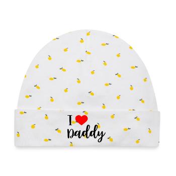 i love daddy - Baby Premium Organic Mütze - Weiß/Zitronengelb - Vorne