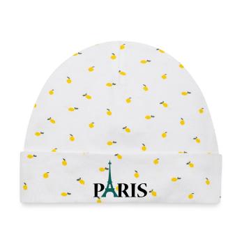 Paris Eiffeltoren / Eiffeltower / Tour Eiffel - Baby Premium Organic Mütze - Weiß/Zitronengelb - Vorne