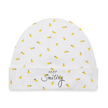 keep smiling - Baby Premium Organic Mütze - Weiß/Zitronengelb - Vorne
