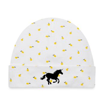 Galoppierendes Einhorn - Baby Premium Organic Mütze - Weiß/Zitronengelb - Vorne