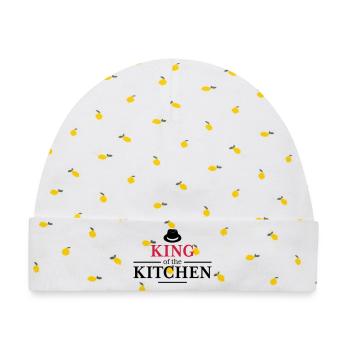 King of the Kitchen - Baby Premium Organic Mütze - Weiß/Zitronengelb - Vorne